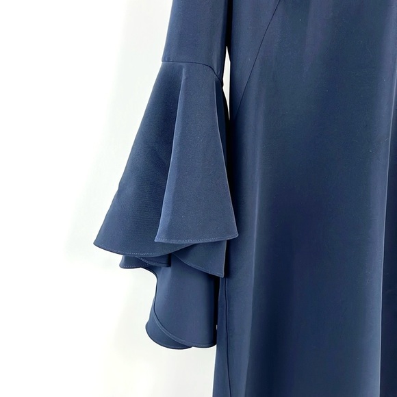 Milly Nicole Navy Italian Cady Bell Sleeve Shift Dress - Picture 5 of 11